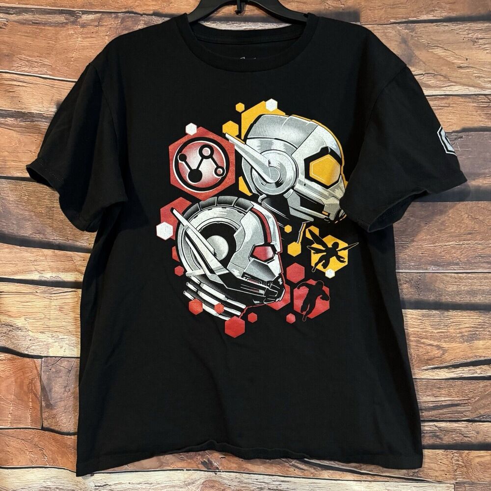 Marvel Ant-Man & The Wasp Movie T-Shirt Mens Large Black Graphic Comic Tee